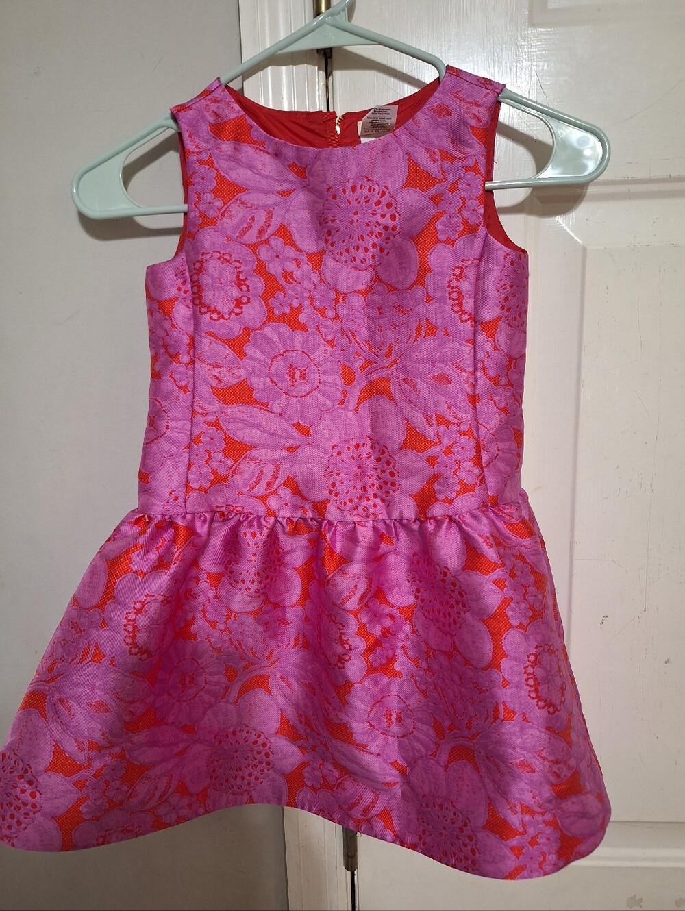 J. Crew Crewcuts Kids Girls Party Dress floral brocade fuschia red raspberry 5